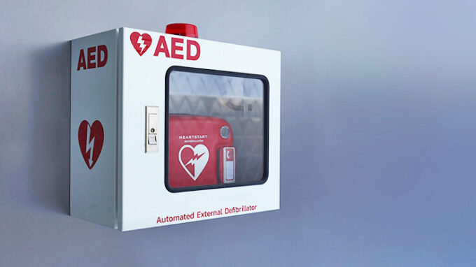 AED on the wall of workplace