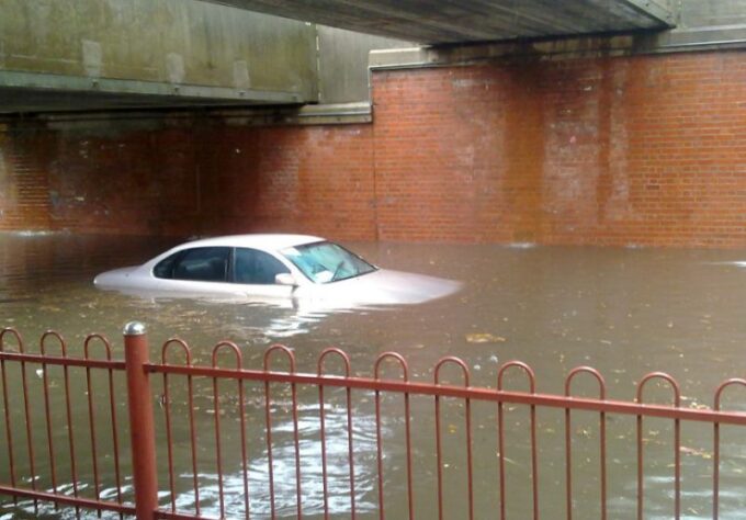 Car in Melbourne Flood