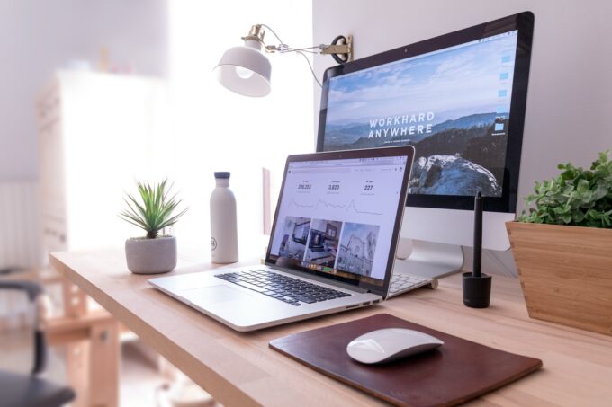 office desk in minimalistic space